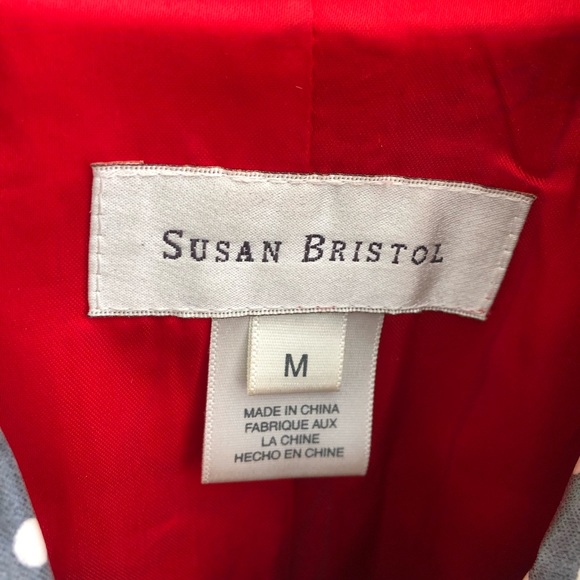 Vintage Susan Bristol gray and white lined raincoat size M - Picture 2 of 4